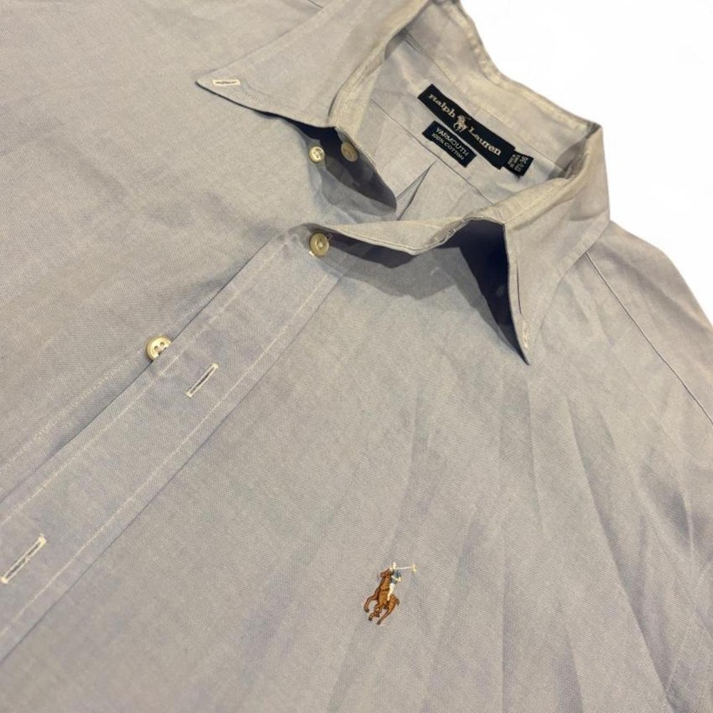 Ralph Lauren Yarmouth Mens Light Blue Button Down Dress Shirt 17 36